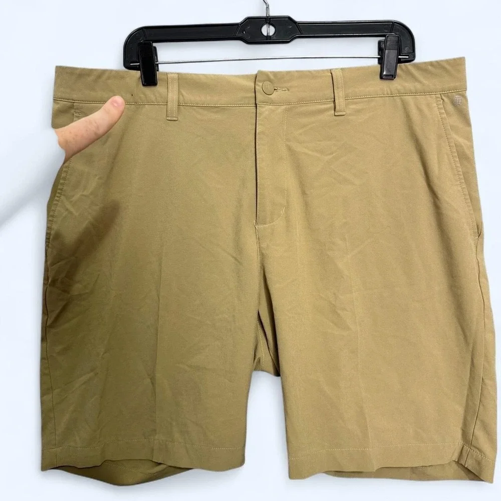 Adidas Men's 38 Khaki Stretch Performance Golf Shorts Flat Front Active Summer
